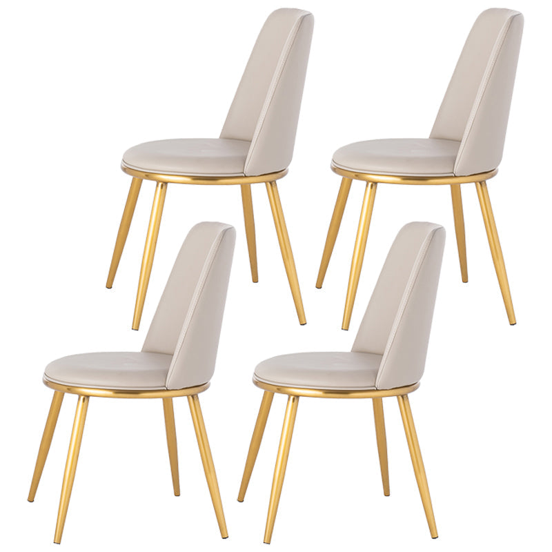 Glam Style Upholstered Side Chairs Solid Back Armless Dining Side Chairs for Home Light Gray 4 Piece Set Clearhalo ' kitchen&dining_furn' 'Dining Chairs' 'Dining Tables & Seating' 'dining_chair' 'furn' 'furn_dining_chair' 'Furniture' 'furniture_dining_chair' 'Kitchen & Dining Furniture' 'kitchen' 3846813