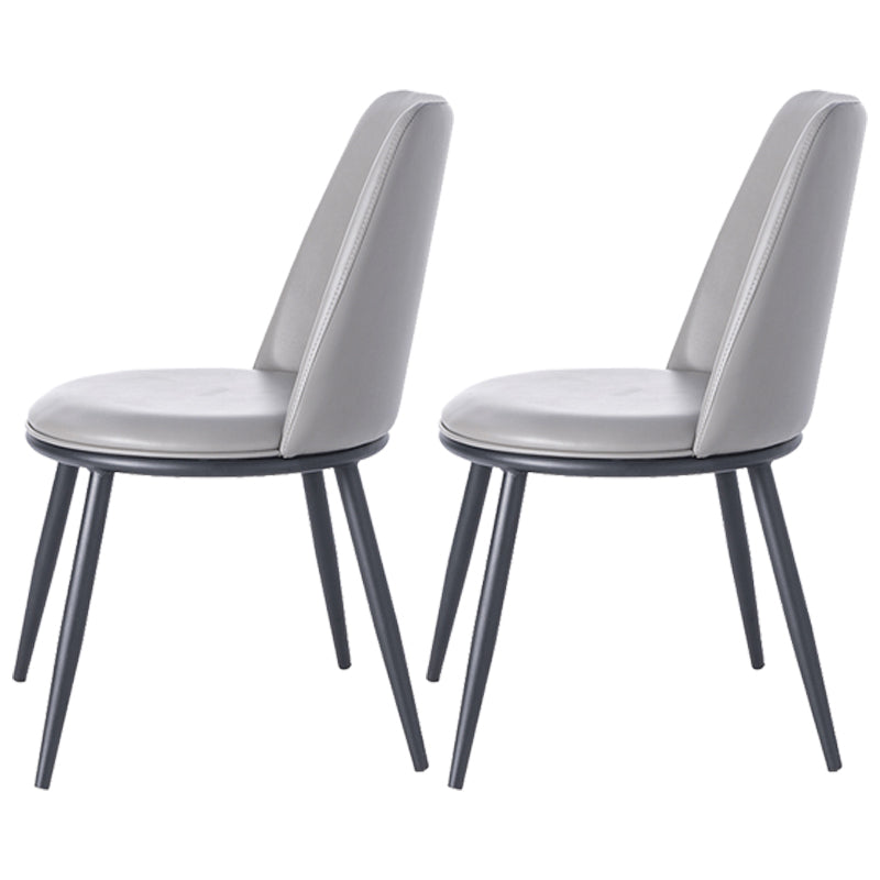 Glam Style Upholstered Side Chairs Solid Back Armless Dining Side Chairs for Home Dark Gray 2 Piece Set Clearhalo ' kitchen&dining_furn' 'Dining Chairs' 'Dining Tables & Seating' 'dining_chair' 'furn' 'furn_dining_chair' 'Furniture' 'furniture_dining_chair' 'Kitchen & Dining Furniture' 'kitchen' 3846817