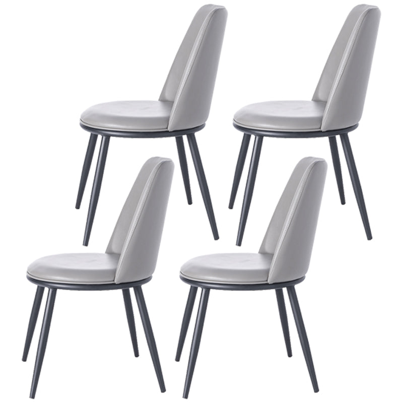 Glam Style Upholstered Side Chairs Solid Back Armless Dining Side Chairs for Home Dark Gray 4 Piece Set Clearhalo ' kitchen&dining_furn' 'Dining Chairs' 'Dining Tables & Seating' 'dining_chair' 'furn' 'furn_dining_chair' 'Furniture' 'furniture_dining_chair' 'Kitchen & Dining Furniture' 'kitchen' 3846819