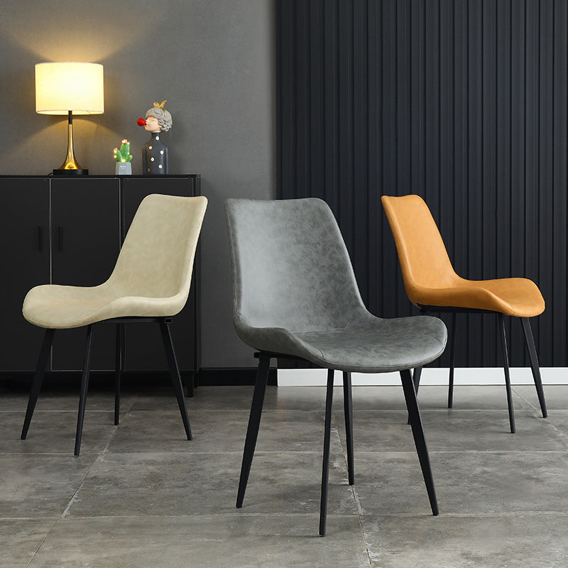 Home Contemporary Arm Chair Solid Back Metal Upholstered Dining Room Chair (Set of 4) Clearhalo ' kitchen&dining_furn' 'Dining Chairs' 'Dining Tables & Seating' 'dining_chair' 'furn' 'furn_dining_chair' 'Furniture' 'furniture_dining_chair' 'Kitchen & Dining Furniture' 'kitchen' 3846841