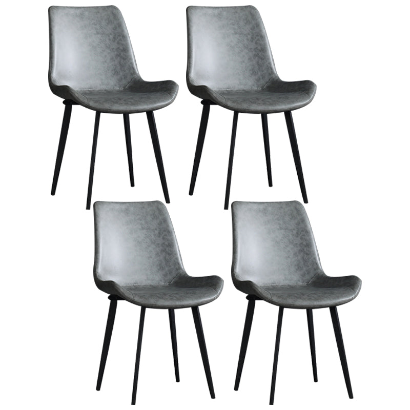 Home Contemporary Arm Chair Solid Back Metal Upholstered Dining Room Chair (Set of 4) Grey Clearhalo ' kitchen&dining_furn' 'Dining Chairs' 'Dining Tables & Seating' 'dining_chair' 'furn' 'furn_dining_chair' 'Furniture' 'furniture_dining_chair' 'Kitchen & Dining Furniture' 'kitchen' 3846842