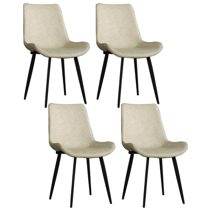 Home Contemporary Arm Chair Solid Back Metal Upholstered Dining Room Chair (Set of 4) Beige Clearhalo ' kitchen&dining_furn' 'Dining Chairs' 'Dining Tables & Seating' 'dining_chair' 'furn' 'furn_dining_chair' 'Furniture' 'furniture_dining_chair' 'Kitchen & Dining Furniture' 'kitchen' 3846845
