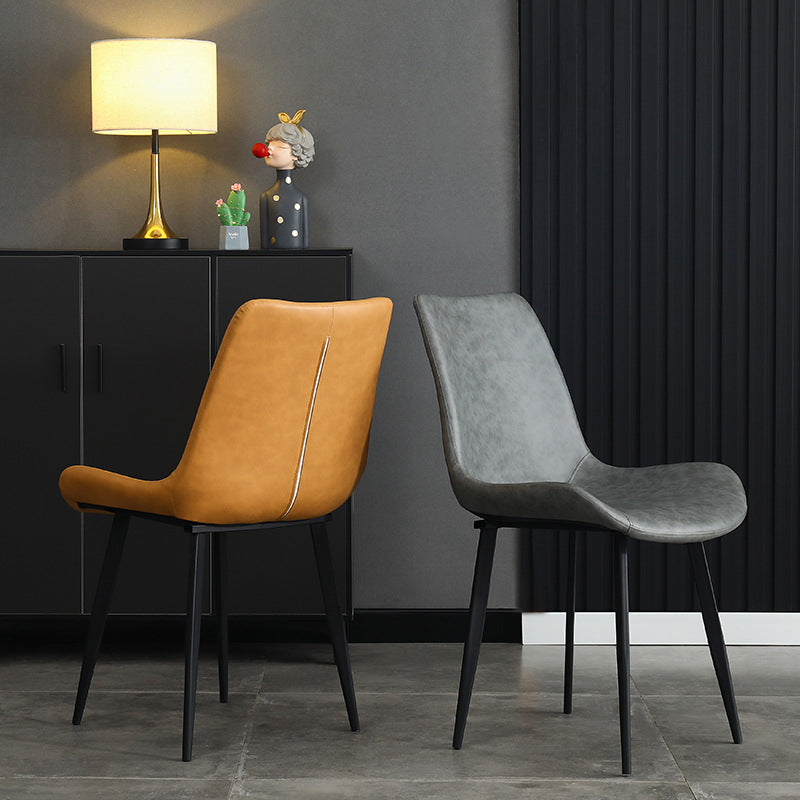 Home Contemporary Arm Chair Solid Back Metal Upholstered Dining Room Chair (Set of 4) Clearhalo ' kitchen&dining_furn' 'Dining Chairs' 'Dining Tables & Seating' 'dining_chair' 'furn' 'furn_dining_chair' 'Furniture' 'furniture_dining_chair' 'Kitchen & Dining Furniture' 'kitchen' 3846846