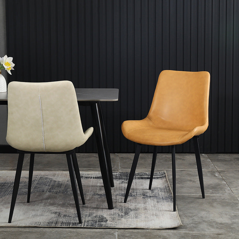 Home Contemporary Arm Chair Solid Back Metal Upholstered Dining Room Chair (Set of 4) Clearhalo ' kitchen&dining_furn' 'Dining Chairs' 'Dining Tables & Seating' 'dining_chair' 'furn' 'furn_dining_chair' 'Furniture' 'furniture_dining_chair' 'Kitchen & Dining Furniture' 'kitchen' 3846848