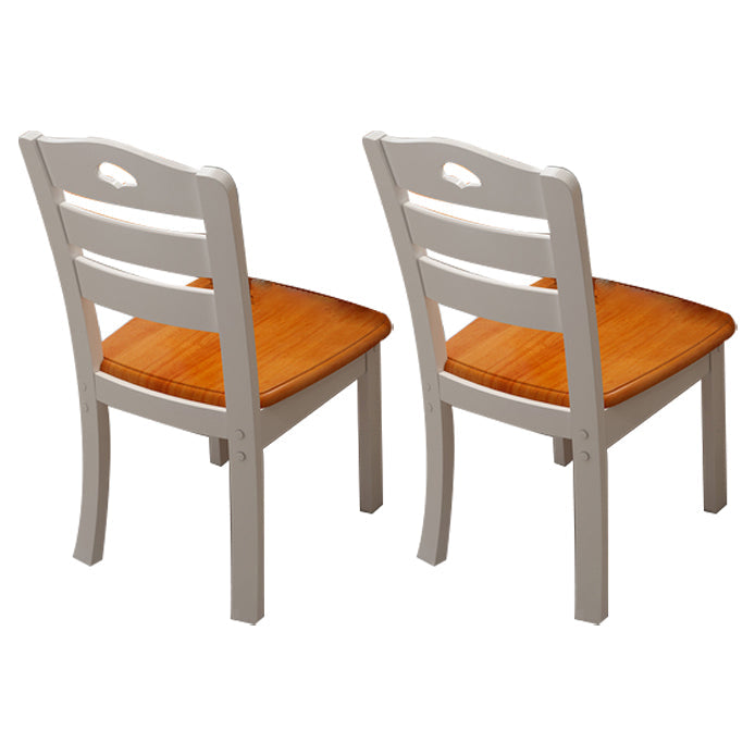 Modern Indoor-Outdoor Wood Dining Chair Armless Ladder Back Side Chair (Set of 2) White-Brown Clearhalo ' kitchen&dining_furn' 'Dining Chairs' 'Dining Tables & Seating' 'dining_chair' 'furn' 'furn_dining_chair' 'Furniture' 'furniture_dining_chair' 'Kitchen & Dining Furniture' 'kitchen' 3846862