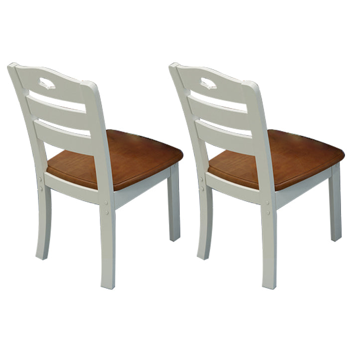 Modern Indoor-Outdoor Wood Dining Chair Armless Ladder Back Side Chair (Set of 2) Coffee-White Clearhalo ' kitchen&dining_furn' 'Dining Chairs' 'Dining Tables & Seating' 'dining_chair' 'furn' 'furn_dining_chair' 'Furniture' 'furniture_dining_chair' 'Kitchen & Dining Furniture' 'kitchen' 3846866