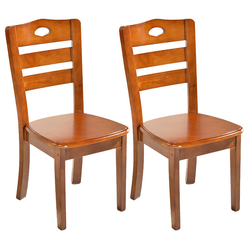 Modern Indoor-Outdoor Wood Dining Chair Armless Ladder Back Side Chair (Set of 2) Walnut Clearhalo ' kitchen&dining_furn' 'Dining Chairs' 'Dining Tables & Seating' 'dining_chair' 'furn' 'furn_dining_chair' 'Furniture' 'furniture_dining_chair' 'Kitchen & Dining Furniture' 'kitchen' 3846869