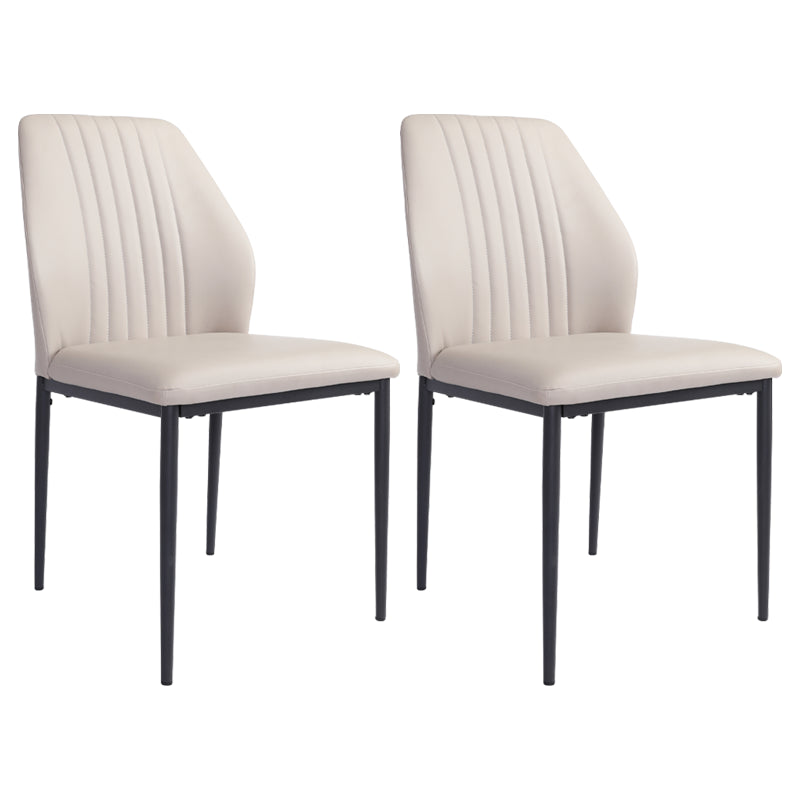 Scandinavian Style Leather Dining Chairs Solid Back Armless Dining Chairs for Kitchen (Set of 2) White Clearhalo ' kitchen&dining_furn' 'Dining Chairs' 'Dining Tables & Seating' 'dining_chair' 'furn' 'furn_dining_chair' 'Furniture' 'furniture_dining_chair' 'Kitchen & Dining Furniture' 'kitchen' 3846871