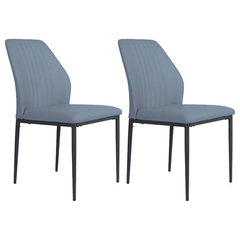 Scandinavian Style Leather Dining Chairs Solid Back Armless Dining Chairs for Kitchen (Set of 2) Blue Clearhalo ' kitchen&dining_furn' 'Dining Chairs' 'Dining Tables & Seating' 'dining_chair' 'furn' 'furn_dining_chair' 'Furniture' 'furniture_dining_chair' 'Kitchen & Dining Furniture' 'kitchen' 3846872