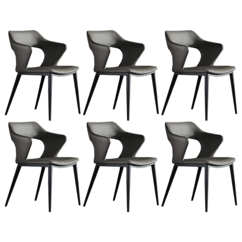 Scandinavian Style Metal Dining Chair Set Kitchen Dining Wingback Arm Chairs Grey 6 Piece Set Clearhalo ' kitchen&dining_furn' 'Dining Chairs' 'Dining Tables & Seating' 'dining_chair' 'furn' 'furn_dining_chair' 'Furniture' 'furniture_dining_chair' 'Kitchen & Dining Furniture' 'kitchen' 3846932