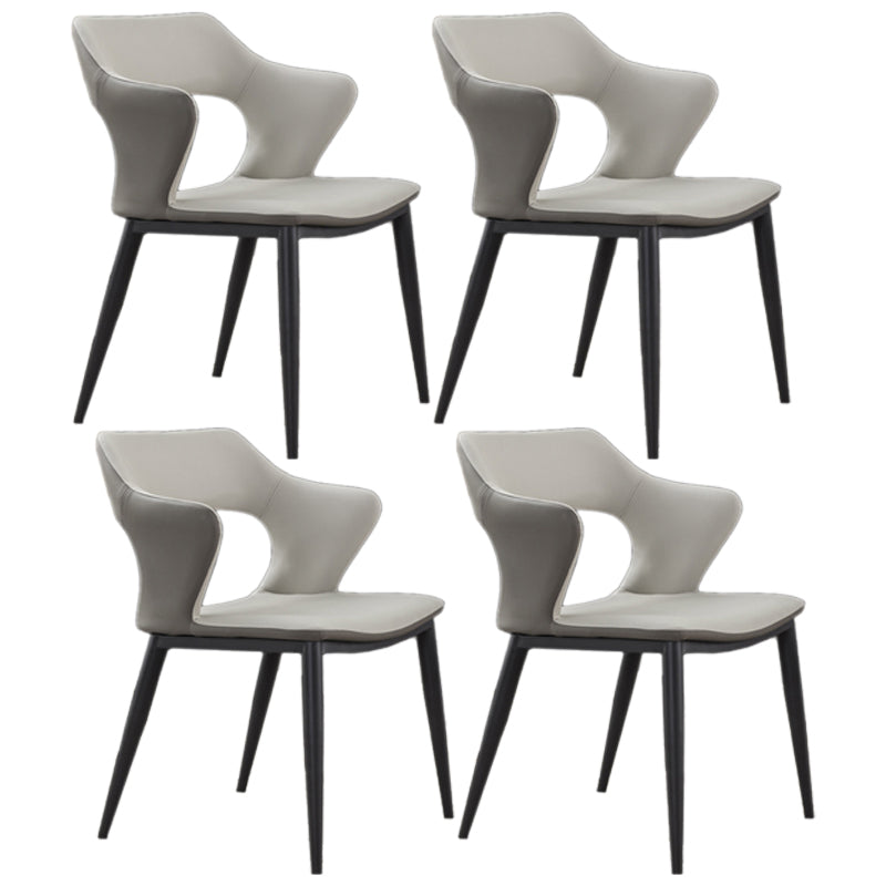 Scandinavian Style Metal Dining Chair Set Kitchen Dining Wingback Arm Chairs Light Gray 4 Piece Set Clearhalo ' kitchen&dining_furn' 'Dining Chairs' 'Dining Tables & Seating' 'dining_chair' 'furn' 'furn_dining_chair' 'Furniture' 'furniture_dining_chair' 'Kitchen & Dining Furniture' 'kitchen' 3846935