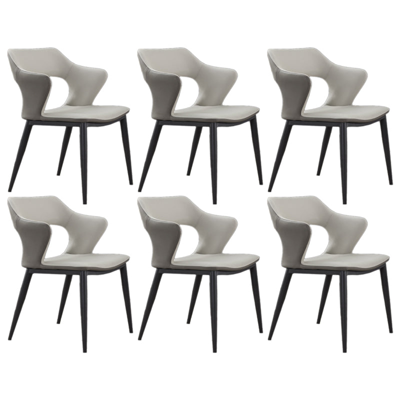 Scandinavian Style Metal Dining Chair Set Kitchen Dining Wingback Arm Chairs Light Gray 6 Piece Set Clearhalo ' kitchen&dining_furn' 'Dining Chairs' 'Dining Tables & Seating' 'dining_chair' 'furn' 'furn_dining_chair' 'Furniture' 'furniture_dining_chair' 'Kitchen & Dining Furniture' 'kitchen' 3846938