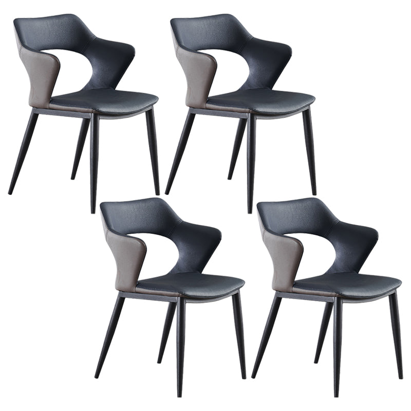 Scandinavian Style Metal Dining Chair Set Kitchen Dining Wingback Arm Chairs Navy Blue 4 Piece Set Clearhalo ' kitchen&dining_furn' 'Dining Chairs' 'Dining Tables & Seating' 'dining_chair' 'furn' 'furn_dining_chair' 'Furniture' 'furniture_dining_chair' 'Kitchen & Dining Furniture' 'kitchen' 3846948