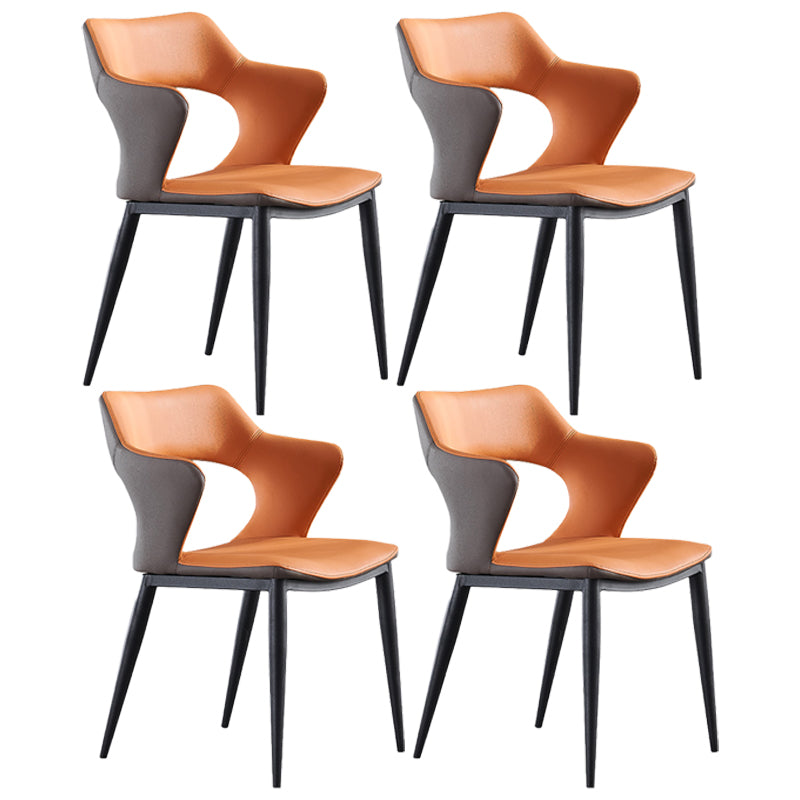 Scandinavian Style Metal Dining Chair Set Kitchen Dining Wingback Arm Chairs Orange 4 Piece Set Clearhalo ' kitchen&dining_furn' 'Dining Chairs' 'Dining Tables & Seating' 'dining_chair' 'furn' 'furn_dining_chair' 'Furniture' 'furniture_dining_chair' 'Kitchen & Dining Furniture' 'kitchen' 3846951