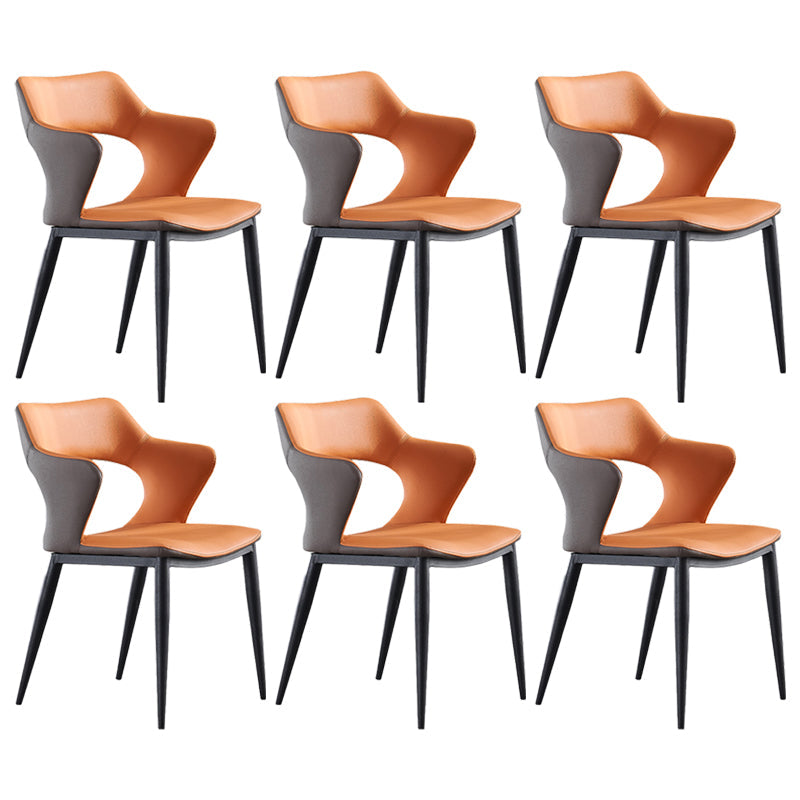 Scandinavian Style Metal Dining Chair Set Kitchen Dining Wingback Arm Chairs Orange 6 Piece Set Clearhalo ' kitchen&dining_furn' 'Dining Chairs' 'Dining Tables & Seating' 'dining_chair' 'furn' 'furn_dining_chair' 'Furniture' 'furniture_dining_chair' 'Kitchen & Dining Furniture' 'kitchen' 3846952