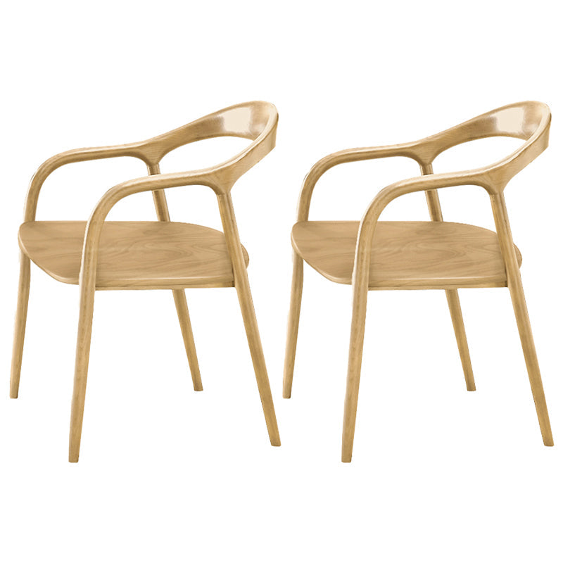 Contemporary Tea Room Wood Arm Chair Walnut and Natural Open Dining Chair Wood Wood 2 Piece Set Clearhalo ' kitchen&dining_furn' 'Dining Chairs' 'Dining Tables & Seating' 'dining_chair' 'furn' 'furn_dining_chair' 'Furniture' 'furniture_dining_chair' 'Kitchen & Dining Furniture' 'kitchen' 3846955
