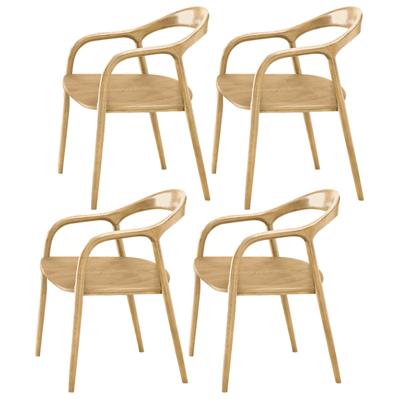 Contemporary Tea Room Wood Arm Chair Walnut and Natural Open Dining Chair Wood Wood 4 Piece Set Clearhalo ' kitchen&dining_furn' 'Dining Chairs' 'Dining Tables & Seating' 'dining_chair' 'furn' 'furn_dining_chair' 'Furniture' 'furniture_dining_chair' 'Kitchen & Dining Furniture' 'kitchen' 3846957
