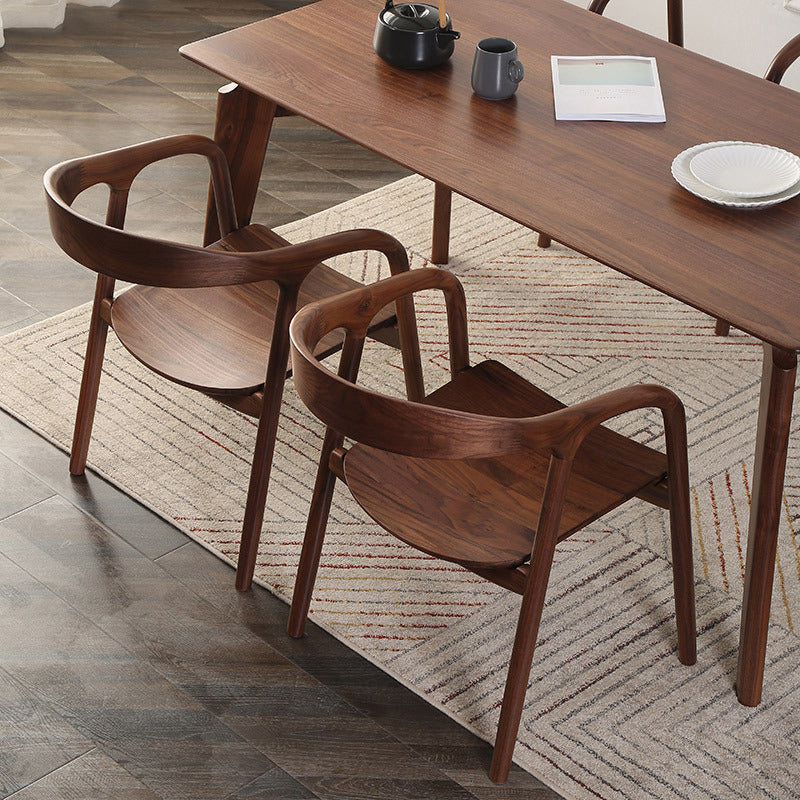 Contemporary Tea Room Wood Arm Chair Walnut and Natural Open Dining Chair Clearhalo ' kitchen&dining_furn' 'Dining Chairs' 'Dining Tables & Seating' 'dining_chair' 'furn' 'furn_dining_chair' 'Furniture' 'furniture_dining_chair' 'Kitchen & Dining Furniture' 'kitchen' 3846958