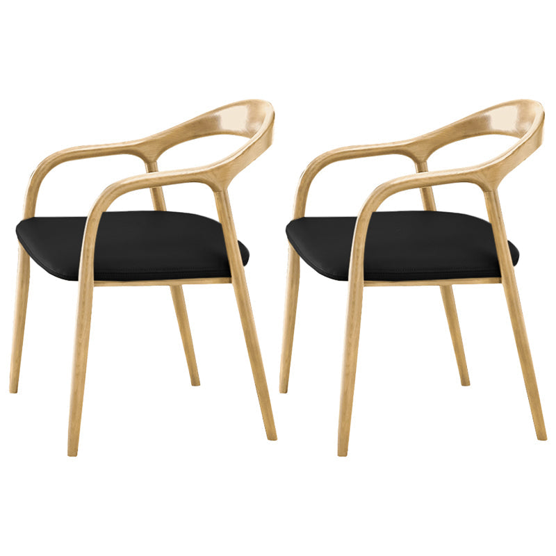 Contemporary Tea Room Wood Arm Chair Walnut and Natural Open Dining Chair Wood Leather 2 Piece Set Clearhalo ' kitchen&dining_furn' 'Dining Chairs' 'Dining Tables & Seating' 'dining_chair' 'furn' 'furn_dining_chair' 'Furniture' 'furniture_dining_chair' 'Kitchen & Dining Furniture' 'kitchen' 3846961