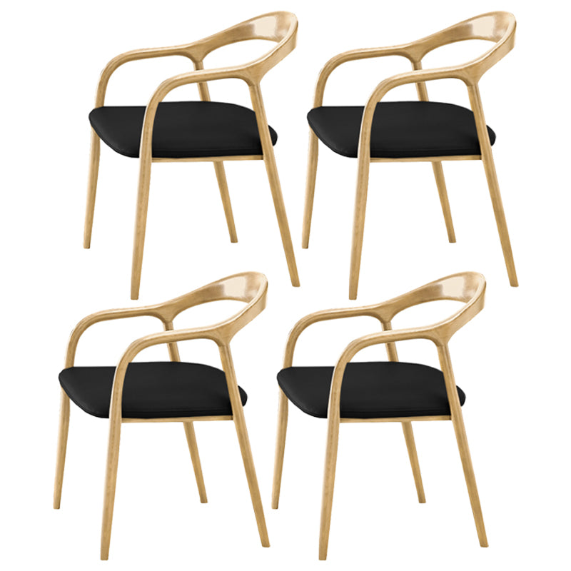 Contemporary Tea Room Wood Arm Chair Walnut and Natural Open Dining Chair Wood Leather 4 Piece Set Clearhalo ' kitchen&dining_furn' 'Dining Chairs' 'Dining Tables & Seating' 'dining_chair' 'furn' 'furn_dining_chair' 'Furniture' 'furniture_dining_chair' 'Kitchen & Dining Furniture' 'kitchen' 3846963