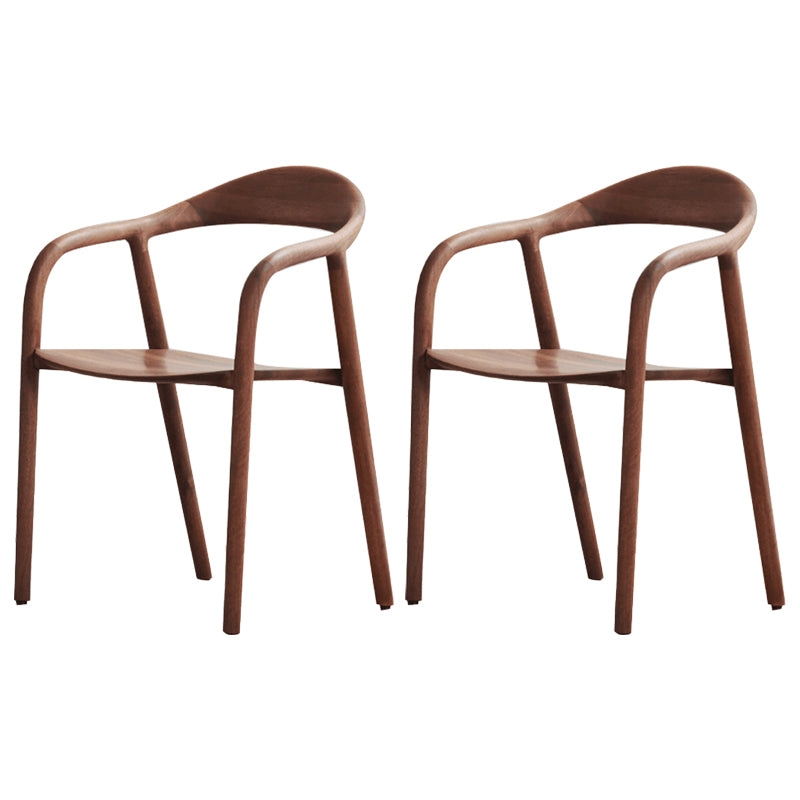 Contemporary Tea Room Wood Arm Chair Walnut and Natural Open Dining Chair Walnut Wood 2 Piece Set Clearhalo ' kitchen&dining_furn' 'Dining Chairs' 'Dining Tables & Seating' 'dining_chair' 'furn' 'furn_dining_chair' 'Furniture' 'furniture_dining_chair' 'Kitchen & Dining Furniture' 'kitchen' 3846967
