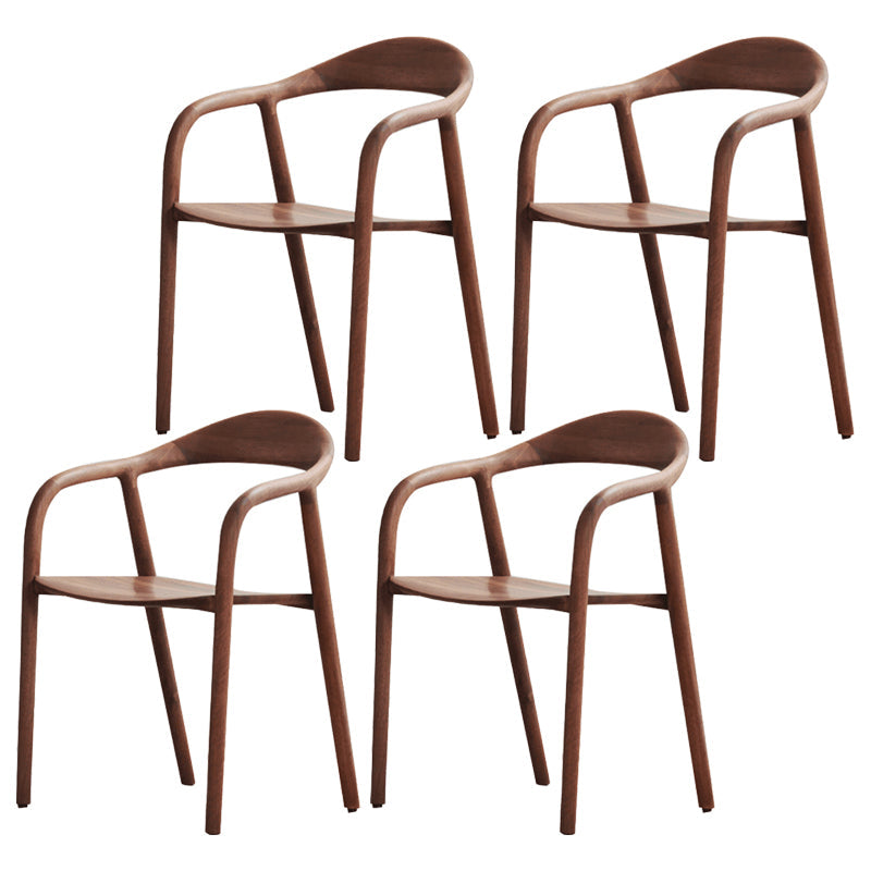 Contemporary Tea Room Wood Arm Chair Walnut and Natural Open Dining Chair Walnut Wood 4 Piece Set Clearhalo ' kitchen&dining_furn' 'Dining Chairs' 'Dining Tables & Seating' 'dining_chair' 'furn' 'furn_dining_chair' 'Furniture' 'furniture_dining_chair' 'Kitchen & Dining Furniture' 'kitchen' 3846969