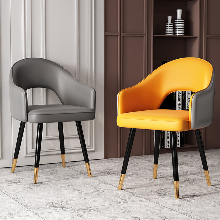 Home Scandinavian Arm Chair Upholstered Open Back Metal Dining Room Chair Clearhalo ' kitchen&dining_furn' 'Dining Chairs' 'Dining Tables & Seating' 'dining_chair' 'furn' 'furn_dining_chair' 'Furniture' 'furniture_dining_chair' 'Kitchen & Dining Furniture' 'kitchen' 3846973