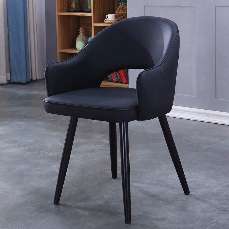 Home Scandinavian Arm Chair Upholstered Open Back Metal Dining Room Chair Black 1 Piece Black Clearhalo ' kitchen&dining_furn' 'Dining Chairs' 'Dining Tables & Seating' 'dining_chair' 'furn' 'furn_dining_chair' 'Furniture' 'furniture_dining_chair' 'Kitchen & Dining Furniture' 'kitchen' 3846974