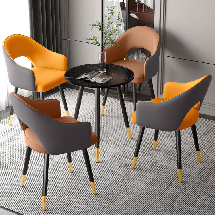 Home Scandinavian Arm Chair Upholstered Open Back Metal Dining Room Chair Clearhalo ' kitchen&dining_furn' 'Dining Chairs' 'Dining Tables & Seating' 'dining_chair' 'furn' 'furn_dining_chair' 'Furniture' 'furniture_dining_chair' 'Kitchen & Dining Furniture' 'kitchen' 3846975