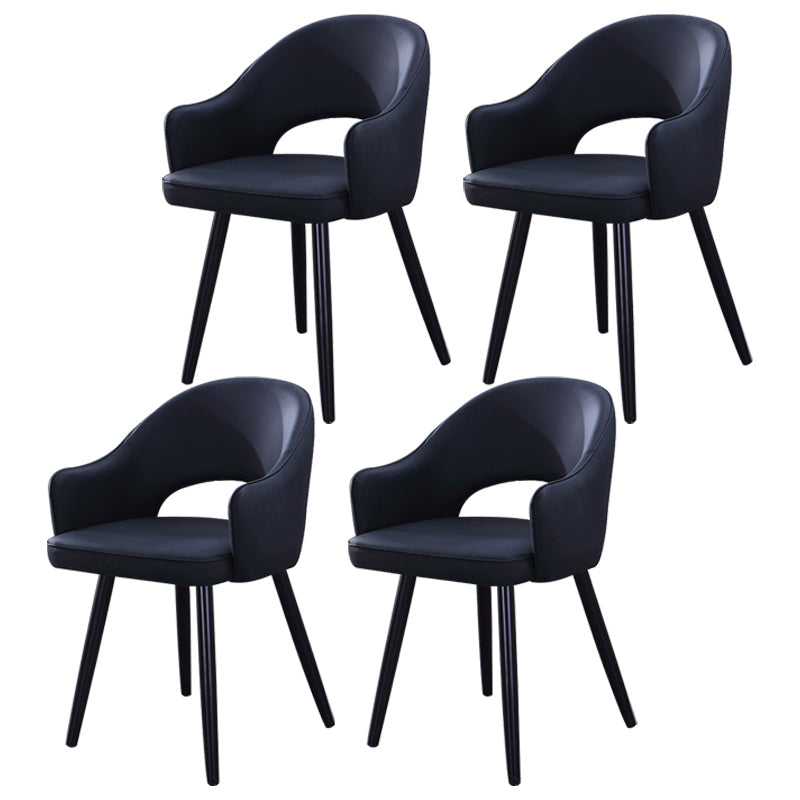 Home Scandinavian Arm Chair Upholstered Open Back Metal Dining Room Chair Black 4 Piece Set Black Clearhalo ' kitchen&dining_furn' 'Dining Chairs' 'Dining Tables & Seating' 'dining_chair' 'furn' 'furn_dining_chair' 'Furniture' 'furniture_dining_chair' 'Kitchen & Dining Furniture' 'kitchen' 3846977