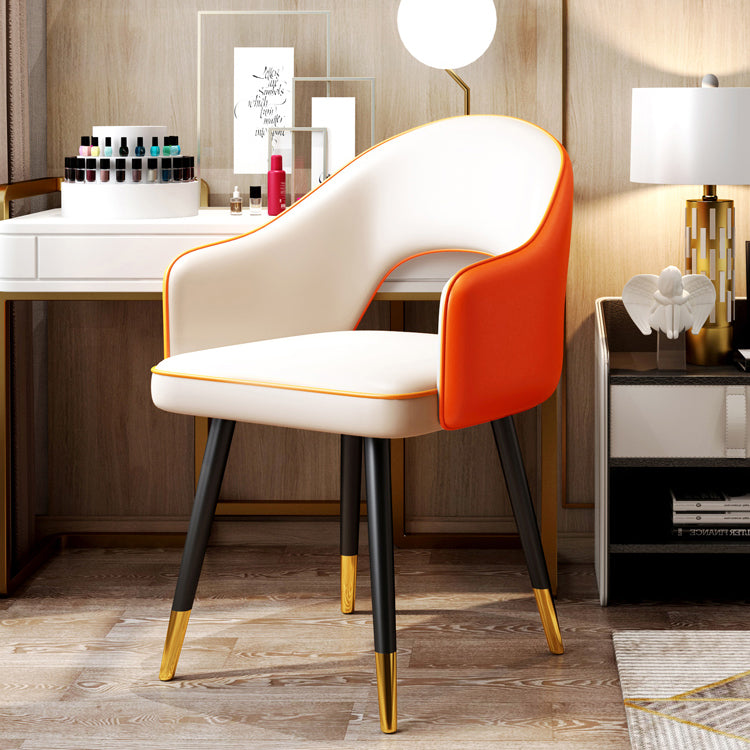 Home Scandinavian Arm Chair Upholstered Open Back Metal Dining Room Chair Clearhalo ' kitchen&dining_furn' 'Dining Chairs' 'Dining Tables & Seating' 'dining_chair' 'furn' 'furn_dining_chair' 'Furniture' 'furniture_dining_chair' 'Kitchen & Dining Furniture' 'kitchen' 3846978