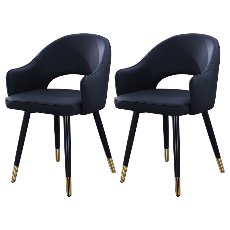 Home Scandinavian Arm Chair Upholstered Open Back Metal Dining Room Chair Black 2 Piece Set Brass Gold Clearhalo ' kitchen&dining_furn' 'Dining Chairs' 'Dining Tables & Seating' 'dining_chair' 'furn' 'furn_dining_chair' 'Furniture' 'furniture_dining_chair' 'Kitchen & Dining Furniture' 'kitchen' 3846981