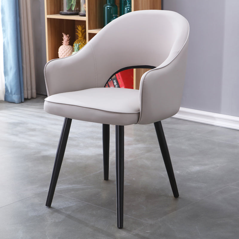 Home Scandinavian Arm Chair Upholstered Open Back Metal Dining Room Chair Grey 1 Piece Black Clearhalo ' kitchen&dining_furn' 'Dining Chairs' 'Dining Tables & Seating' 'dining_chair' 'furn' 'furn_dining_chair' 'Furniture' 'furniture_dining_chair' 'Kitchen & Dining Furniture' 'kitchen' 3846986