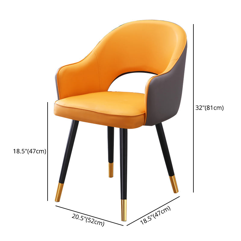 Home Scandinavian Arm Chair Upholstered Open Back Metal Dining Room Chair Clearhalo ' kitchen&dining_furn' 'Dining Chairs' 'Dining Tables & Seating' 'dining_chair' 'furn' 'furn_dining_chair' 'Furniture' 'furniture_dining_chair' 'Kitchen & Dining Furniture' 'kitchen' 3846991