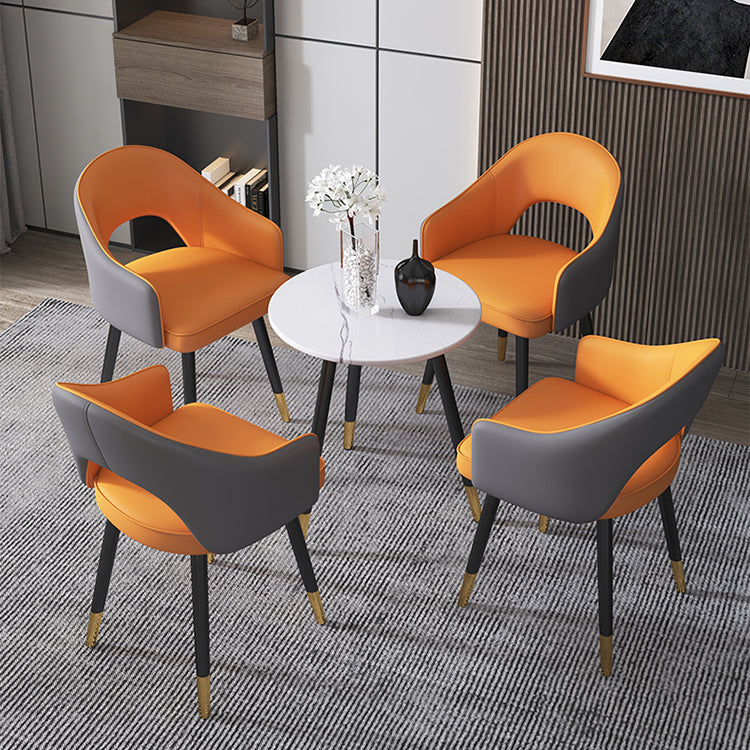 Home Scandinavian Arm Chair Upholstered Open Back Metal Dining Room Chair Clearhalo ' kitchen&dining_furn' 'Dining Chairs' 'Dining Tables & Seating' 'dining_chair' 'furn' 'furn_dining_chair' 'Furniture' 'furniture_dining_chair' 'Kitchen & Dining Furniture' 'kitchen' 3846993