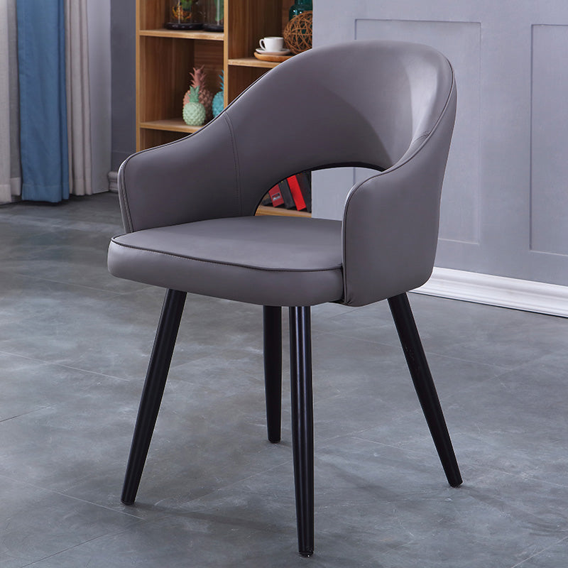 Home Scandinavian Arm Chair Upholstered Open Back Metal Dining Room Chair Dark Gray 1 Piece Black Clearhalo ' kitchen&dining_furn' 'Dining Chairs' 'Dining Tables & Seating' 'dining_chair' 'furn' 'furn_dining_chair' 'Furniture' 'furniture_dining_chair' 'Kitchen & Dining Furniture' 'kitchen' 3846997