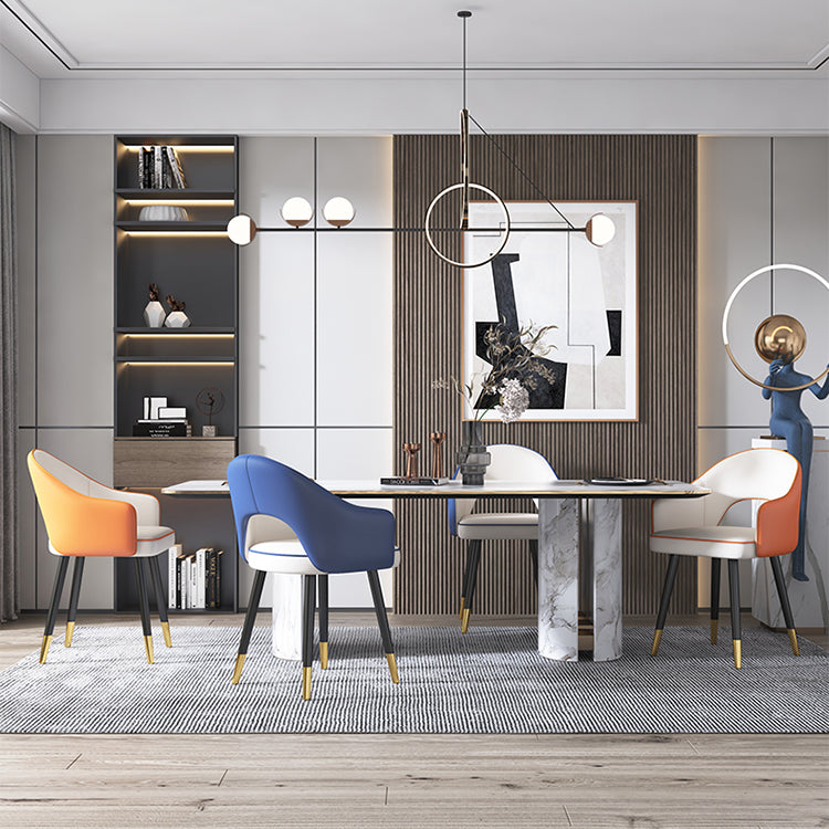 Home Scandinavian Arm Chair Upholstered Open Back Metal Dining Room Chair Clearhalo ' kitchen&dining_furn' 'Dining Chairs' 'Dining Tables & Seating' 'dining_chair' 'furn' 'furn_dining_chair' 'Furniture' 'furniture_dining_chair' 'Kitchen & Dining Furniture' 'kitchen' 3846998