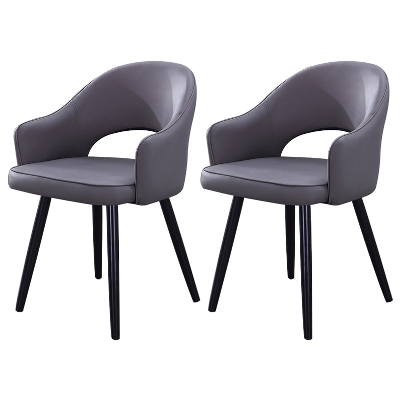 Home Scandinavian Arm Chair Upholstered Open Back Metal Dining Room Chair Dark Gray 2 Piece Set Black Clearhalo ' kitchen&dining_furn' 'Dining Chairs' 'Dining Tables & Seating' 'dining_chair' 'furn' 'furn_dining_chair' 'Furniture' 'furniture_dining_chair' 'Kitchen & Dining Furniture' 'kitchen' 3846999