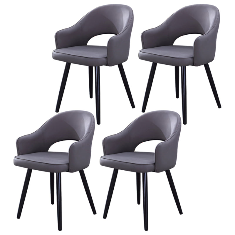Home Scandinavian Arm Chair Upholstered Open Back Metal Dining Room Chair Dark Gray 4 Piece Set Black Clearhalo ' kitchen&dining_furn' 'Dining Chairs' 'Dining Tables & Seating' 'dining_chair' 'furn' 'furn_dining_chair' 'Furniture' 'furniture_dining_chair' 'Kitchen & Dining Furniture' 'kitchen' 3847001