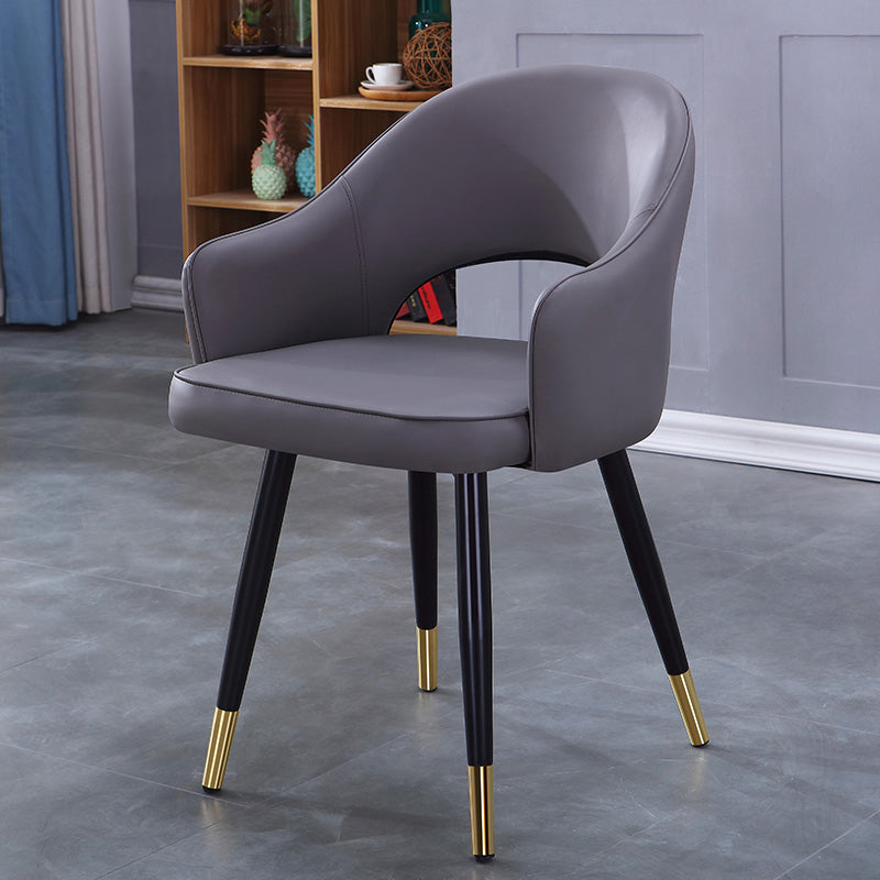 Home Scandinavian Arm Chair Upholstered Open Back Metal Dining Room Chair Dark Gray 1 Piece Brass Gold Clearhalo ' kitchen&dining_furn' 'Dining Chairs' 'Dining Tables & Seating' 'dining_chair' 'furn' 'furn_dining_chair' 'Furniture' 'furniture_dining_chair' 'Kitchen & Dining Furniture' 'kitchen' 3847003