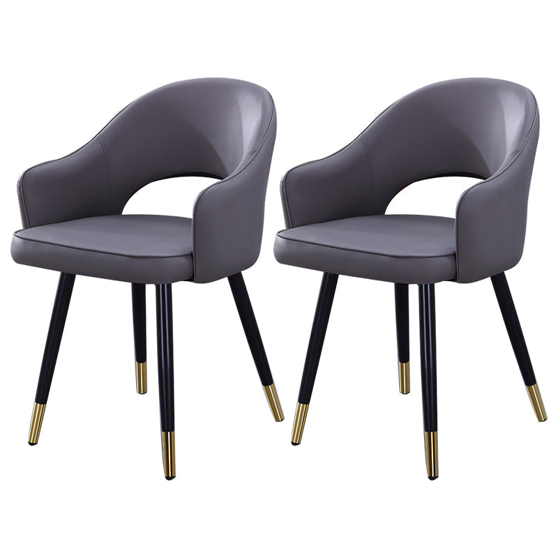 Home Scandinavian Arm Chair Upholstered Open Back Metal Dining Room Chair Dark Gray 2 Piece Set Brass Gold Clearhalo ' kitchen&dining_furn' 'Dining Chairs' 'Dining Tables & Seating' 'dining_chair' 'furn' 'furn_dining_chair' 'Furniture' 'furniture_dining_chair' 'Kitchen & Dining Furniture' 'kitchen' 3847004
