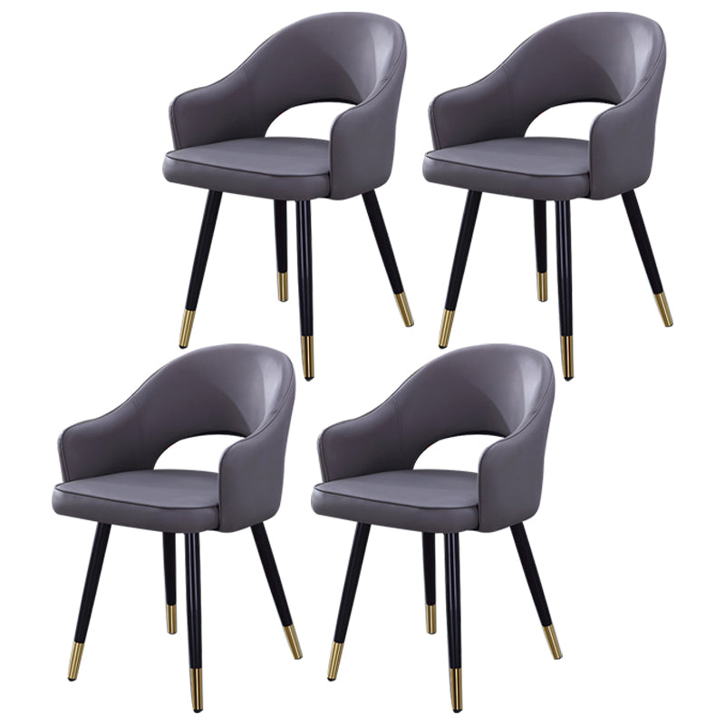 Home Scandinavian Arm Chair Upholstered Open Back Metal Dining Room Chair Dark Gray 4 Piece Set Brass Gold Clearhalo ' kitchen&dining_furn' 'Dining Chairs' 'Dining Tables & Seating' 'dining_chair' 'furn' 'furn_dining_chair' 'Furniture' 'furniture_dining_chair' 'Kitchen & Dining Furniture' 'kitchen' 3847005