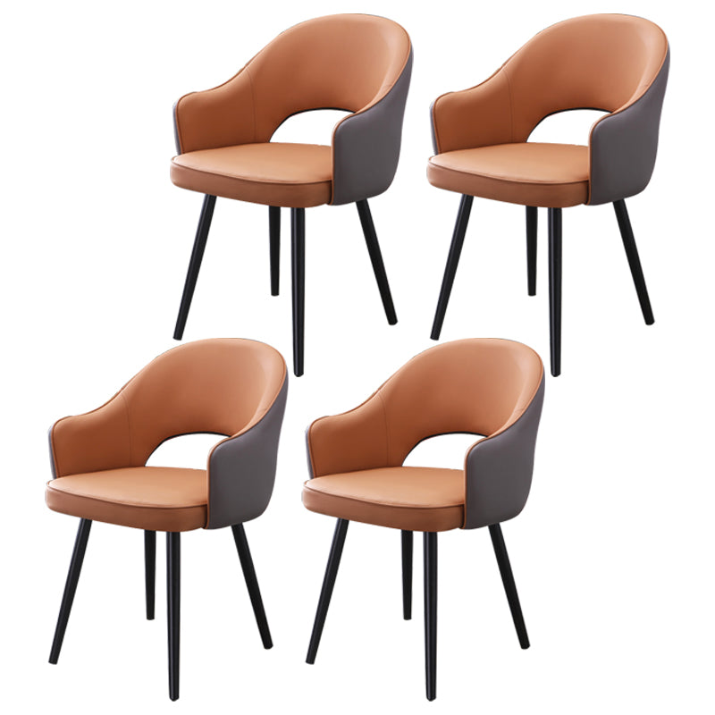 Home Scandinavian Arm Chair Upholstered Open Back Metal Dining Room Chair Khaki 4 Piece Set Black Clearhalo ' kitchen&dining_furn' 'Dining Chairs' 'Dining Tables & Seating' 'dining_chair' 'furn' 'furn_dining_chair' 'Furniture' 'furniture_dining_chair' 'Kitchen & Dining Furniture' 'kitchen' 3847008