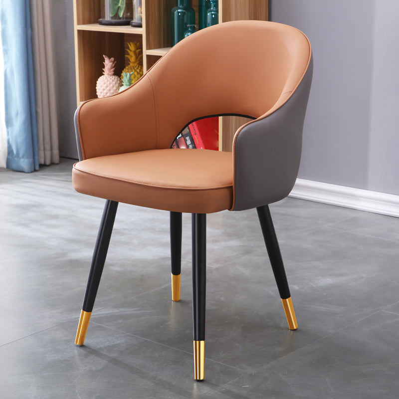 Home Scandinavian Arm Chair Upholstered Open Back Metal Dining Room Chair Khaki 1 Piece Brass Gold Clearhalo ' kitchen&dining_furn' 'Dining Chairs' 'Dining Tables & Seating' 'dining_chair' 'furn' 'furn_dining_chair' 'Furniture' 'furniture_dining_chair' 'Kitchen & Dining Furniture' 'kitchen' 3847009