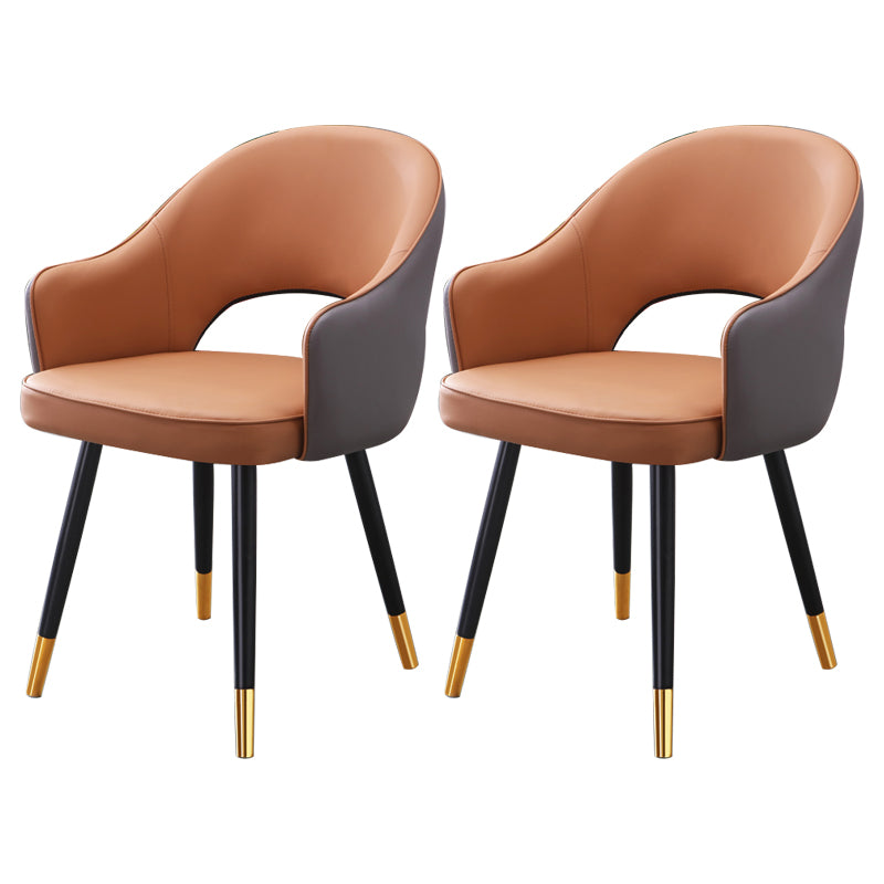 Home Scandinavian Arm Chair Upholstered Open Back Metal Dining Room Chair Khaki 2 Piece Set Brass Gold Clearhalo ' kitchen&dining_furn' 'Dining Chairs' 'Dining Tables & Seating' 'dining_chair' 'furn' 'furn_dining_chair' 'Furniture' 'furniture_dining_chair' 'Kitchen & Dining Furniture' 'kitchen' 3847010