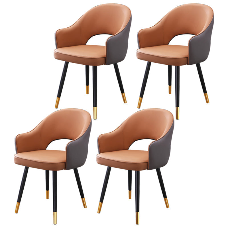 Home Scandinavian Arm Chair Upholstered Open Back Metal Dining Room Chair Khaki 4 Piece Set Brass Gold Clearhalo ' kitchen&dining_furn' 'Dining Chairs' 'Dining Tables & Seating' 'dining_chair' 'furn' 'furn_dining_chair' 'Furniture' 'furniture_dining_chair' 'Kitchen & Dining Furniture' 'kitchen' 3847011