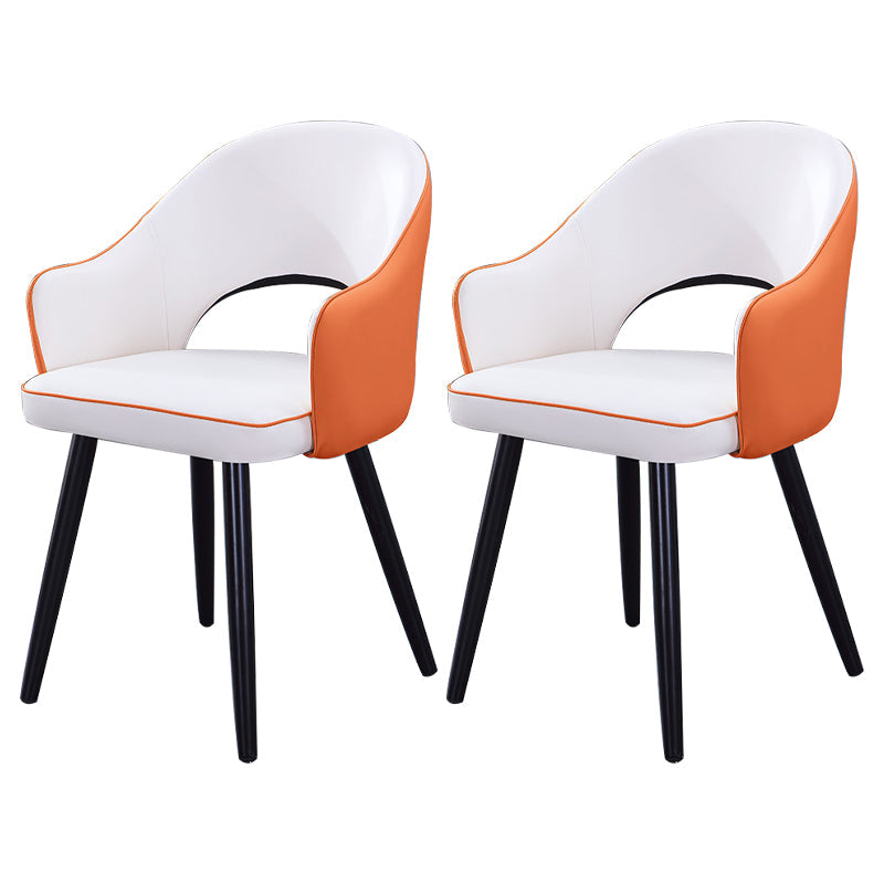 Home Scandinavian Arm Chair Upholstered Open Back Metal Dining Room Chair White-Orange 2 Piece Set Black Clearhalo ' kitchen&dining_furn' 'Dining Chairs' 'Dining Tables & Seating' 'dining_chair' 'furn' 'furn_dining_chair' 'Furniture' 'furniture_dining_chair' 'Kitchen & Dining Furniture' 'kitchen' 3847013