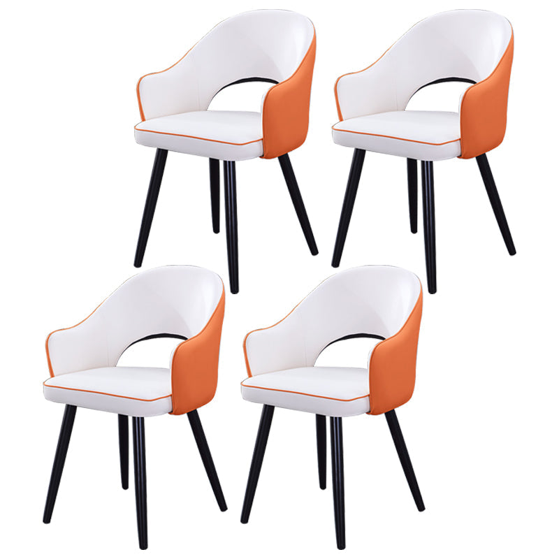 Home Scandinavian Arm Chair Upholstered Open Back Metal Dining Room Chair White-Orange 4 Piece Set Black Clearhalo ' kitchen&dining_furn' 'Dining Chairs' 'Dining Tables & Seating' 'dining_chair' 'furn' 'furn_dining_chair' 'Furniture' 'furniture_dining_chair' 'Kitchen & Dining Furniture' 'kitchen' 3847014