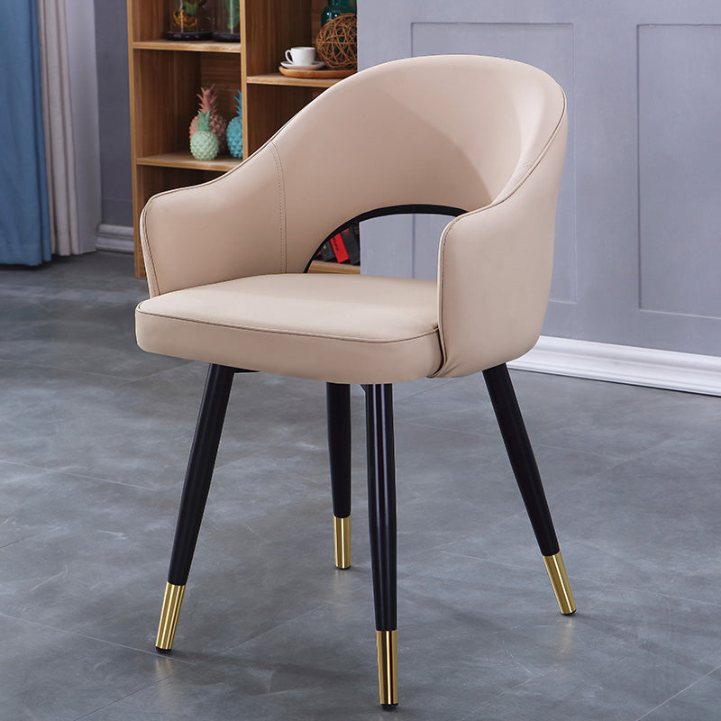Home Scandinavian Arm Chair Upholstered Open Back Metal Dining Room Chair Beige 1 Piece Brass Gold Clearhalo ' kitchen&dining_furn' 'Dining Chairs' 'Dining Tables & Seating' 'dining_chair' 'furn' 'furn_dining_chair' 'Furniture' 'furniture_dining_chair' 'Kitchen & Dining Furniture' 'kitchen' 3847018