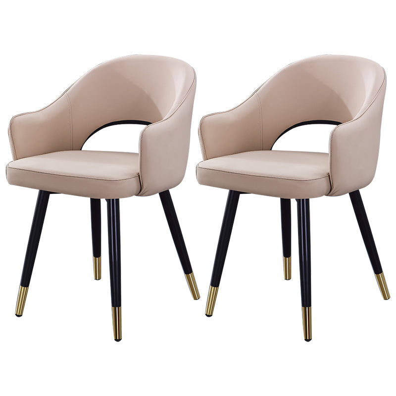 Home Scandinavian Arm Chair Upholstered Open Back Metal Dining Room Chair Beige 2 Piece Set Brass Gold Clearhalo ' kitchen&dining_furn' 'Dining Chairs' 'Dining Tables & Seating' 'dining_chair' 'furn' 'furn_dining_chair' 'Furniture' 'furniture_dining_chair' 'Kitchen & Dining Furniture' 'kitchen' 3847019